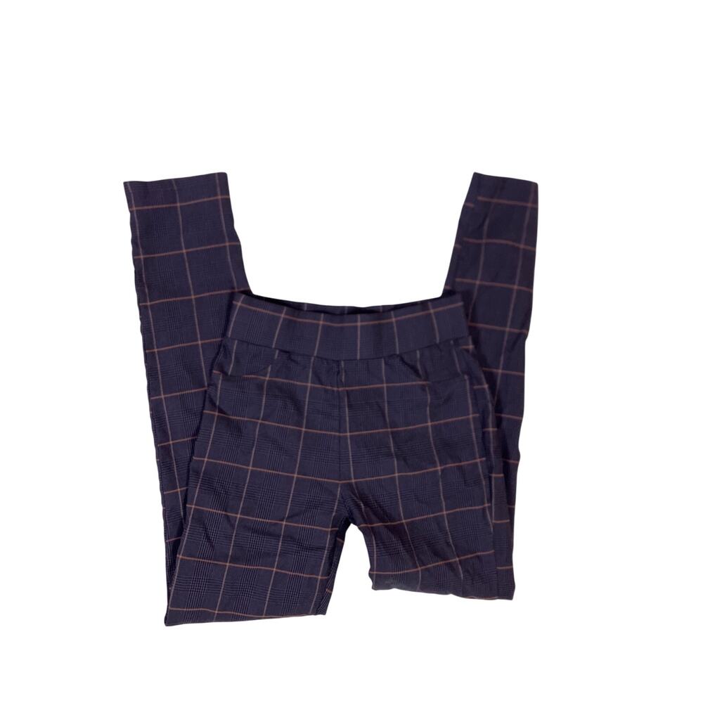 Active USA Grey Plaid Skinny Trousers | Elastic Waist Athleisure Pants | Women’s